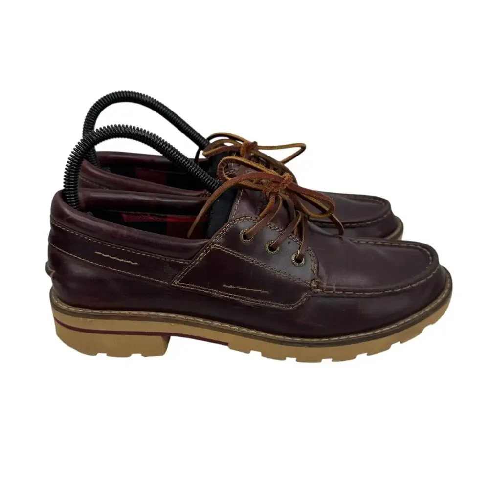 SPERRY Top-Sider 3-eye Dark Brown Leather Lug Moc Toe Boat Shoes Women’s Sz 8